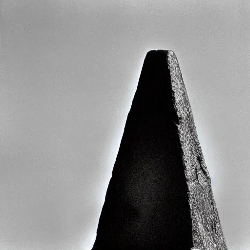 Image similar to close up of a obese crow with a round body short legs and large black beak sitting in a black stone obelisk, high resolution film still, film by Jon Favreau