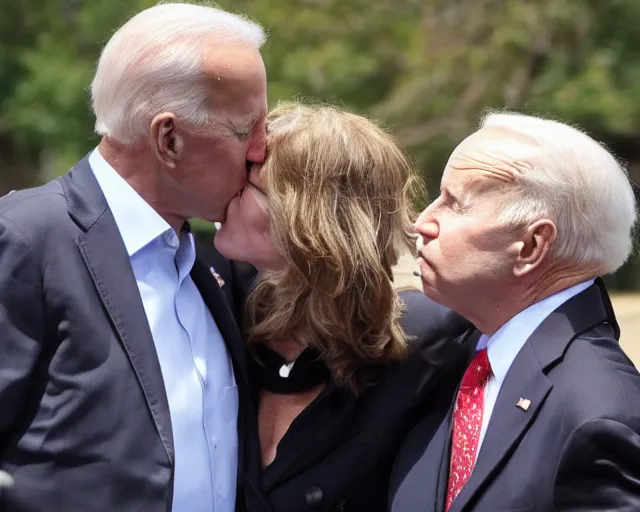 Image similar to Anthony Albanese kissing Joe Biden