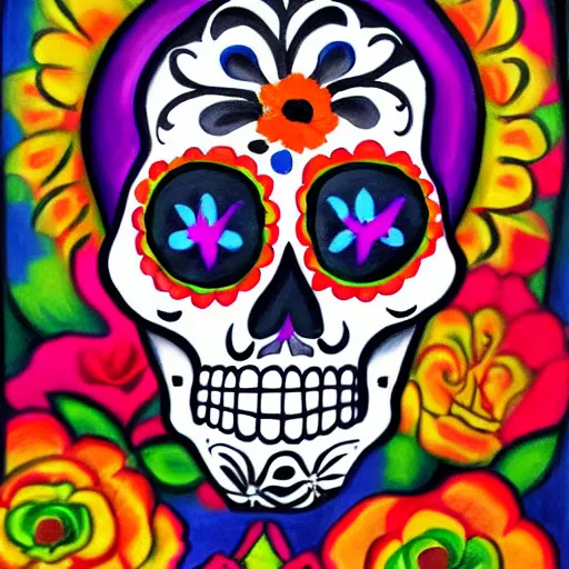 Image similar to Dia De Los Muertos, painting