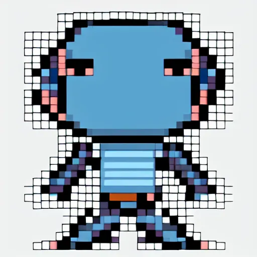 Prompt: pixel art of a cute robot