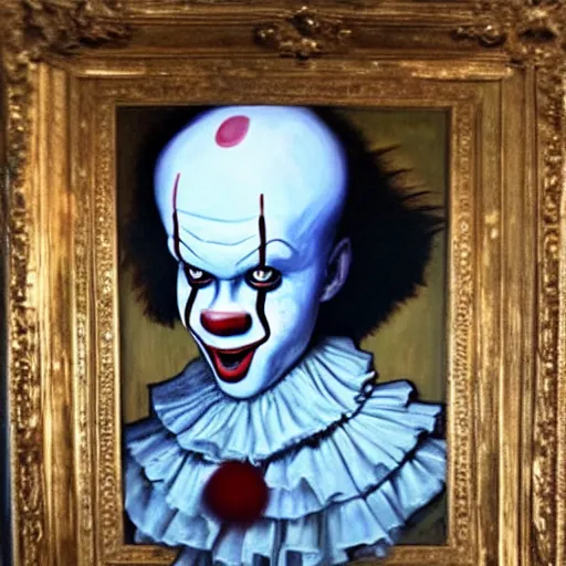 Prompt: pennywise, oil on canvas, renaissance era