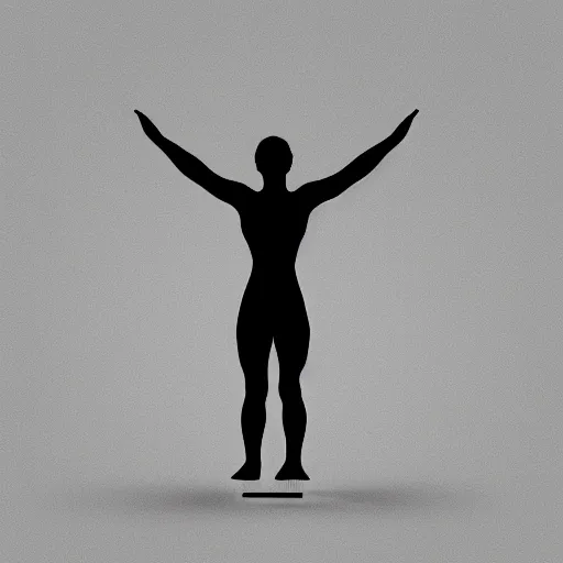 Image similar to clean black and white print on white paper, logo of a symmetric heart with a stylized gymnast human body silhouette inside