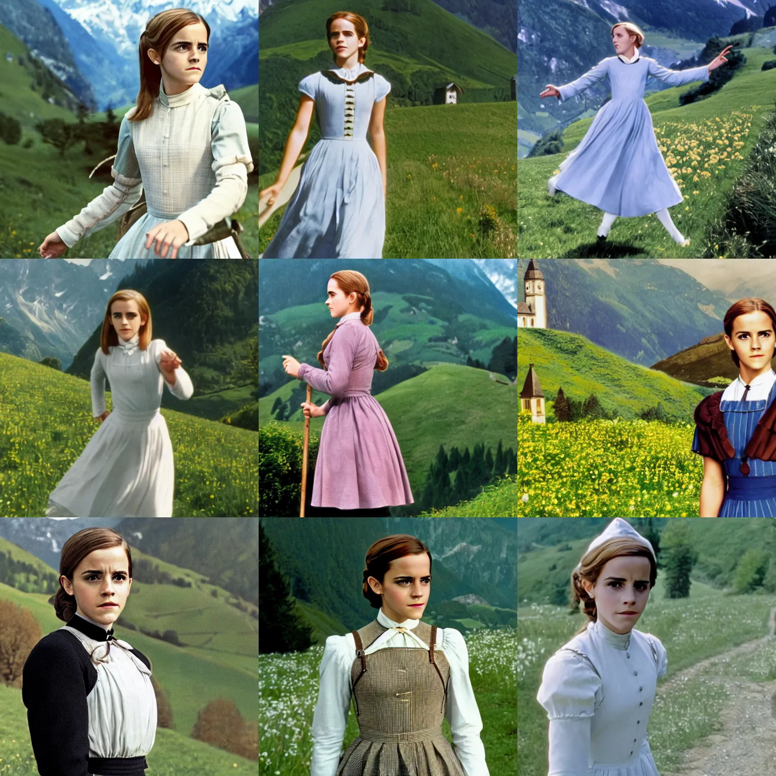 Prompt: Movie still of Emma Watson in The Sound of Music