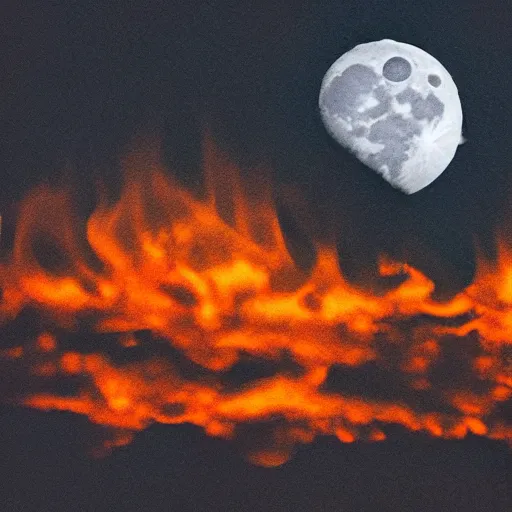 Prompt: the Moon is on fire