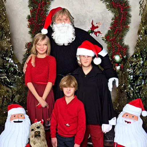 Image similar to Luke Skywalker and family in a Christmas photo with Santa