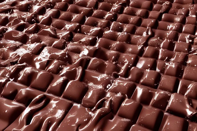 Image similar to 3 d render of a bed made of melted chocolate