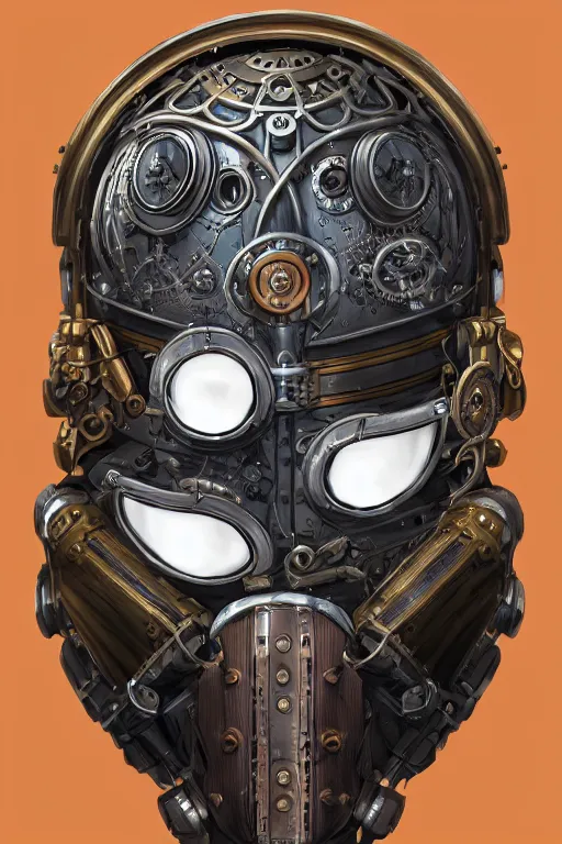 Image similar to steampunk helmet fantasy art mask robot ninja stylized digital illustration sharp focus, elegant intricate digital painting artstation concept art global illumination ray tracing advanced technology chaykin howard and campionpascale and cooke darwyn and davis jack