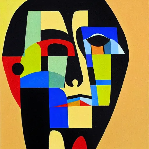 Prompt: portrait of tom cruise, resembling head by auguste herbin 1 9 1 8, detailed abstract painting, subdued colors