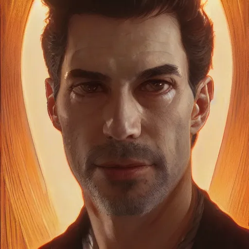 Prompt: portrait of Mark Margolis as Lucifer, elegant, intricate, headshot, highly detailed, digital painting, artstation, concept art, sharp focus, illustration, art by artgerm and greg rutkowski and alphonse mucha