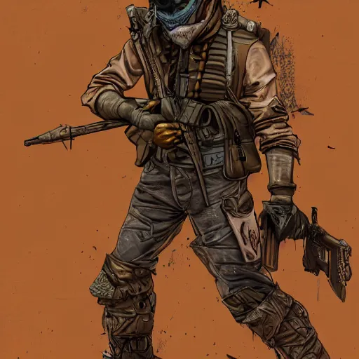 Image similar to Post apocalyptic vigilante, hd, intricate, grunge, desert punk, 8k, digital art