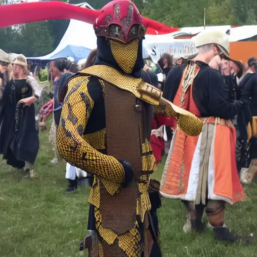 Prompt: a snek goes to a medieval festival