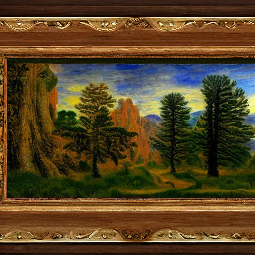 Prompt: japanese iridescent fuzzy mountain range rectangle jackal cedar tree vault mousse, by pierre - auguste renoir and peter paul rubens and brom, panorama, voxel, abstract