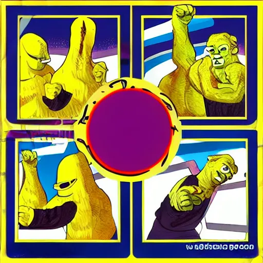 Image similar to banana monsters, star trek space voyage, fighting aliens with fists