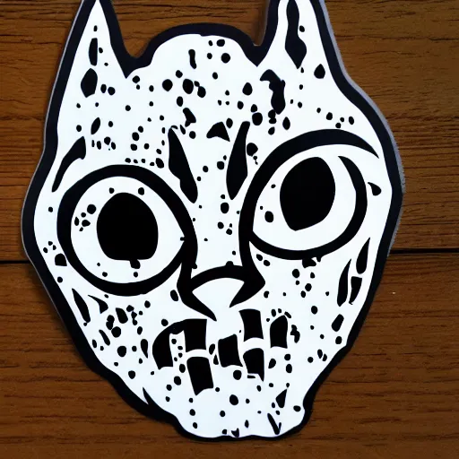 Image similar to die cut sticker, princess mononoke mask, splatter paint