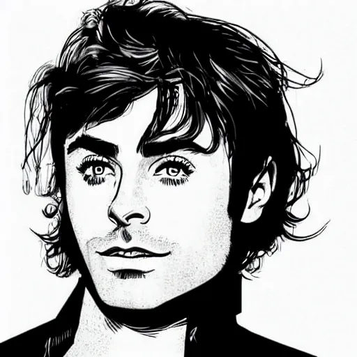 Image similar to “ zac efron retro minimalist portrait by jean giraud, moebius starwatcher, sharp, smooth face, comic, 8 k ”