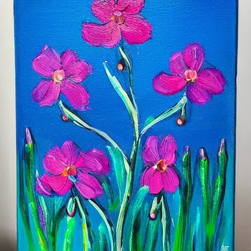 Image similar to sign with pink flowers painted on it that says'shabbat shalom ', beautiful painting, intricate, blue, purple