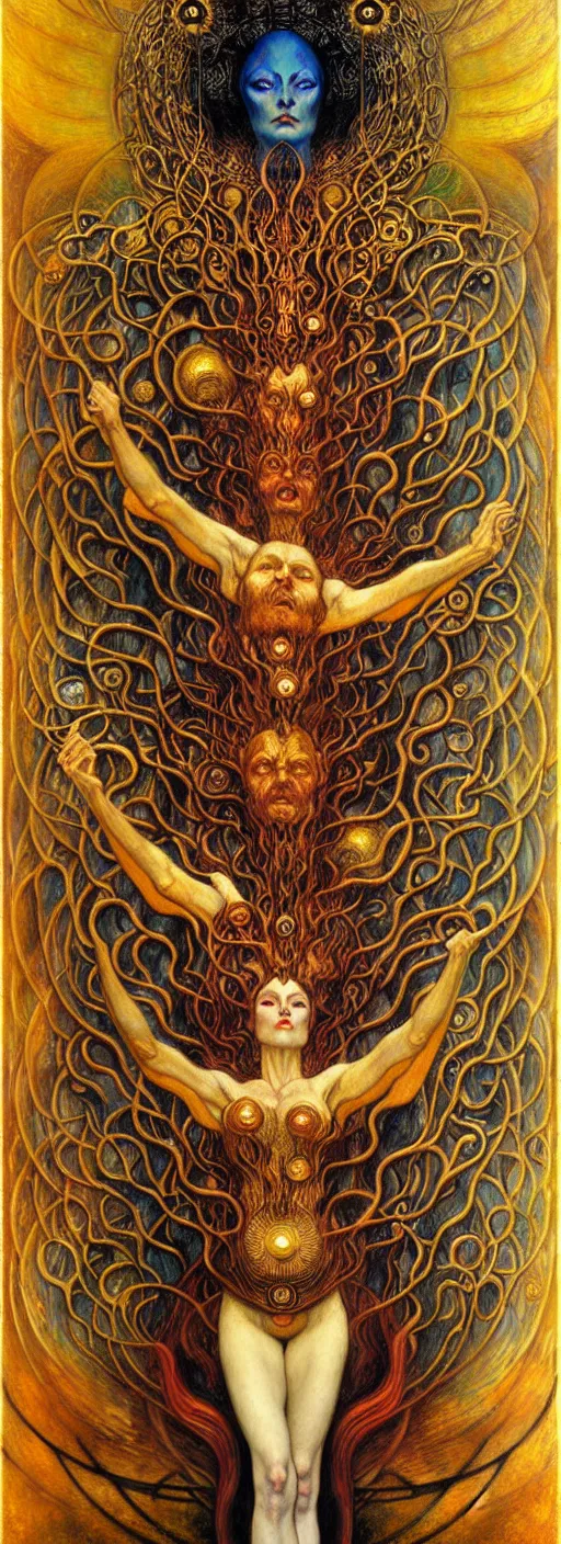 Image similar to Divine Chaos Engine by Karol Bak, Jean Delville, William Blake, Gustav Klimt, and Vincent Van Gogh, symbolist, visionary