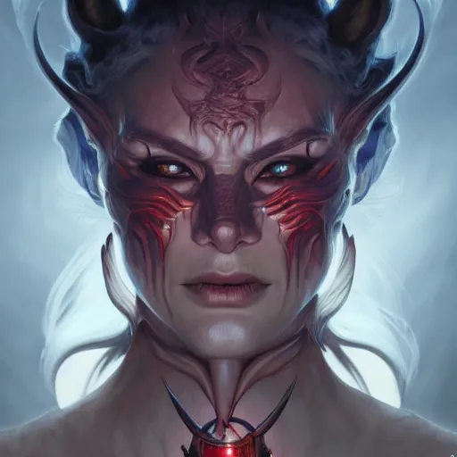 Image similar to perfectly - centered - portrait - photograph of evil demon, super highly detailed, professional digital painting, artstation, concept art, smooth, sharp focus, no blur, no dof, extreme illustration, unreal engine 5, 8 k, art by artgerm and greg rutkowski and alphonse mucha loish and wlop