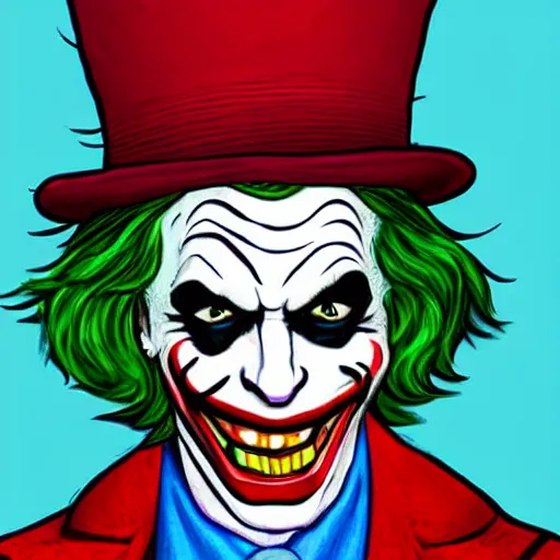 Image similar to cat in the hat as the joker
