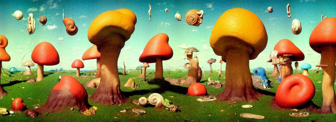 Prompt: surreal colorful single! clay snail toadstool concept art anatomy, action pose, very coherent and colorful high contrast masterpiece by norman rockwell franz sedlacek hieronymus bosch dean ellis simon stalenhag rene magritte gediminas pranckevicius, dark shadows, sunny day, hard lighting, reference sheet white! background