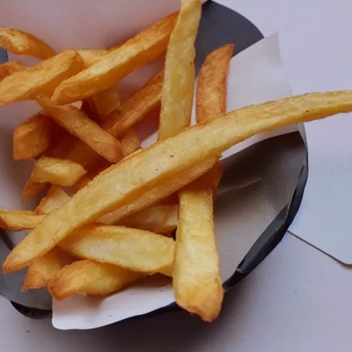 Image similar to photo of [ a french fry chip ] shaped like stephen fry as a hybrid intercross mix