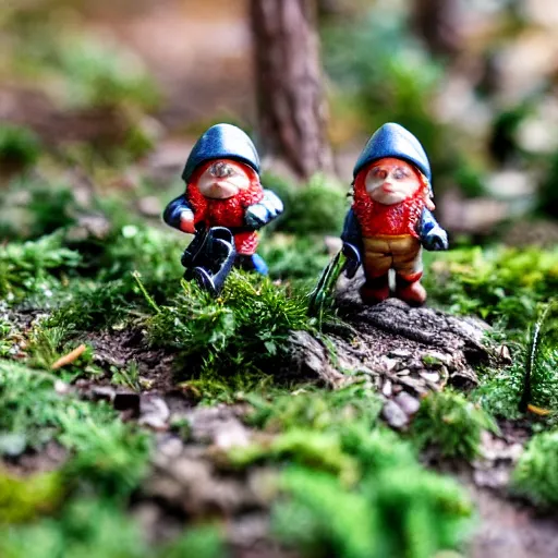 Prompt: gnome paratroopers landing in the coniferous forest, hyper detailed photo with insane depth of field effect