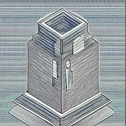 Image similar to isometric view of a wizard tower, lineart, sharp edges, colorized