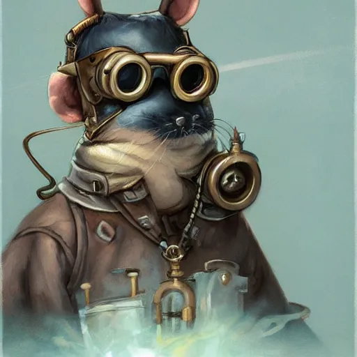 Prompt: a rat with steampunk googles, by Peter Mohrbacher