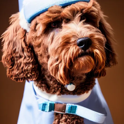 Prompt: labradoodle dressed as a surgeon, hdr, photo, 4 k, nikon d 8 5 0, sigma 5 5