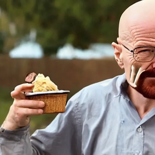 Prompt: walter white eating an ice cream