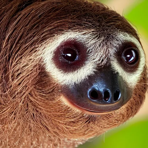 Prompt: a beautiful high detail photo of a sloth's face