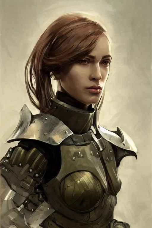 Image similar to a professional portrait of an attractive young female, clothed in military-style battle armor, olive skin, long dark hair, beautiful bone structure, symmetrical facial features, intricate, elegant, digital painting, trending on Artstation, concept art, smooth, sharp focus, illustration, finely detailed, from Metal Gear by Ruan Jia and Mandy Jurgens and Artgerm and William-Adolphe Bouguerea, award winning