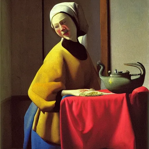 Prompt: Pearl with a girl by Vermeer, oil-painting, masterpiece