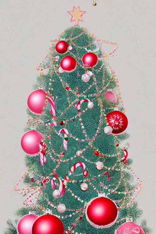 Prompt: illustration neo - rococo cinematic super expressive! scandi christmas tree with kitchen glitzy baubles, star, bird decorations, silver pink white red mood, highly detailed digital art masterpiece, smooth etienne sandorfi eric zener dramatic pearlescent soft teal light, ground angle hd 8 k, sharp focus