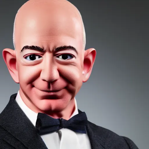 Prompt: Jeff Bezos as a furby toy, studio photo, 4k, 85mm lens, f/3, hdr