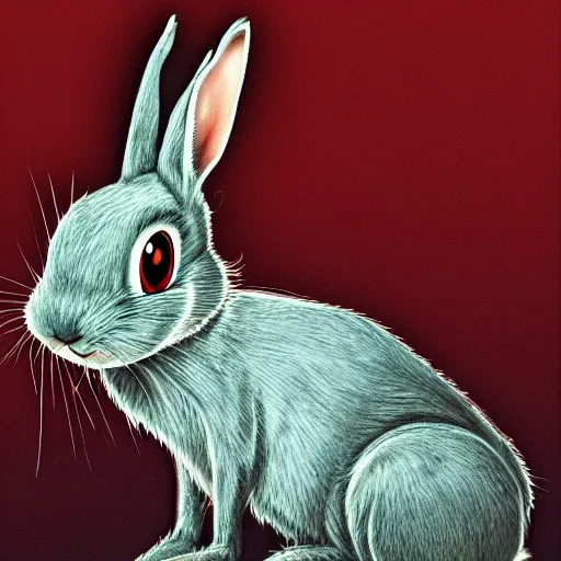 Image similar to A extremely highly detailed majestic hi-res beautiful, highly detailed portrait of a scary terrifying cartoon rabbit in the style of 1960's Walt Disney animations