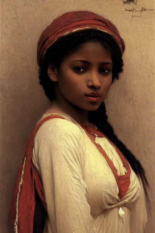 Image similar to black woman in an egyptian costume, painting by william adolphe bouguereau