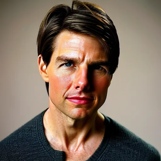 Prompt: a portrait photo of 28 year old tom cruise, with a sad expression, looking forward