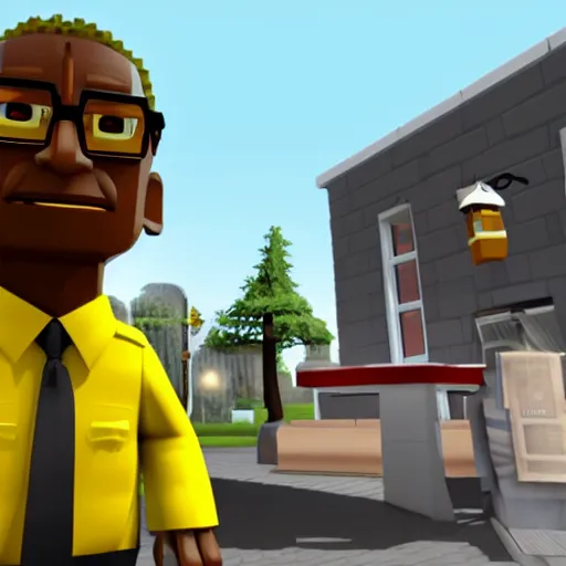 Prompt: ingame screenshot of gustavo fring in roblox