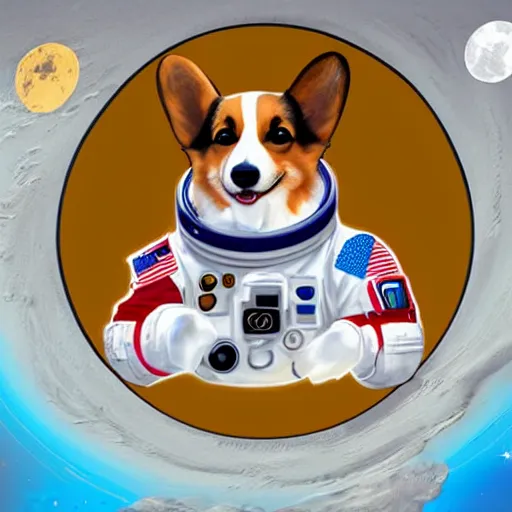 Image similar to a corgi astronaut on mars, high quality digital art