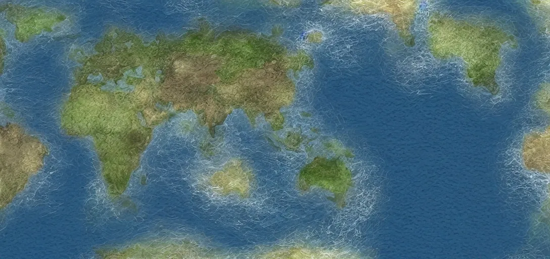 Prompt: fantasy world globe, 7 0 % ocean, extremely detailed, fantasy, no text, 4 k