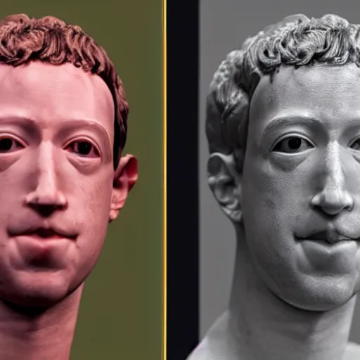 Image similar to eerie uncanny valley slightly melted wax sculpture of mark zuckerberg