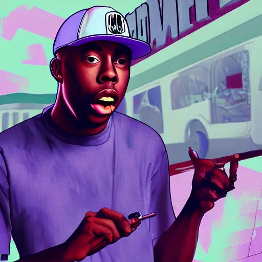 Prompt: tyler the creator in gta v style art