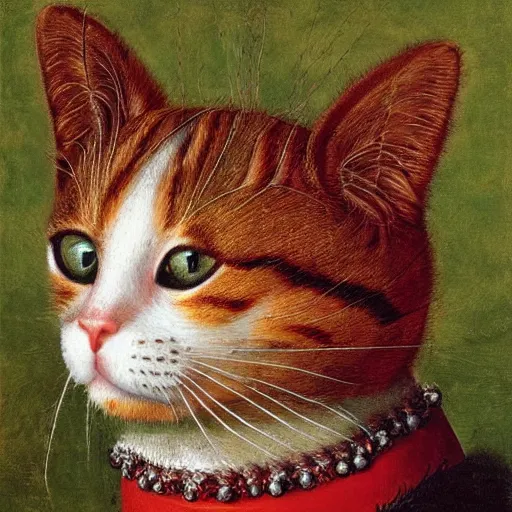 Image similar to a cat head made out of cherries by giuseppe arcimboldo, oil on canvas