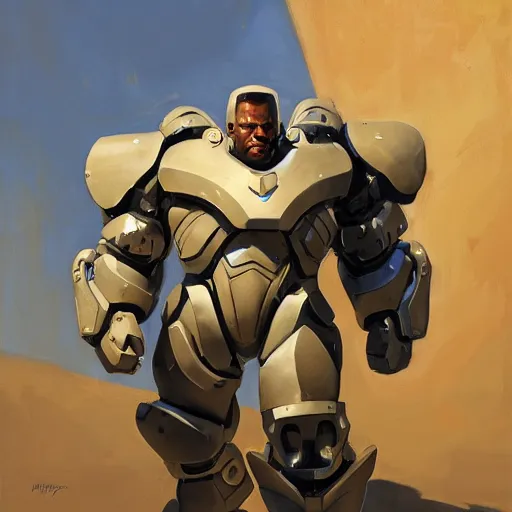 Prompt: greg manchess portrait painting of fully armored bionic augmented the foundation aka dwayne the rock as overwatch character, medium shot, asymmetrical, profile picture, organic painting, sunny day, matte painting, bold shapes, hard edges, street art, trending on artstation, by huang guangjian, gil elvgren, ruan jia, greg rutkowski, gaston bussiere