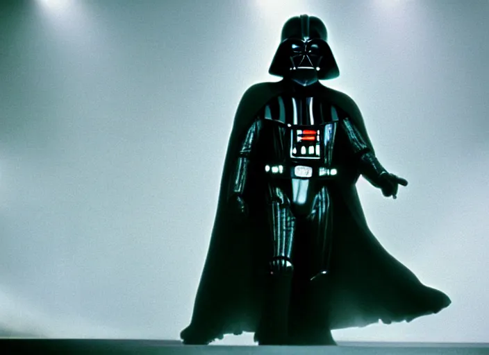 Prompt: film still of Darth Vader as Michael Jackson moonwalking on stage in concert