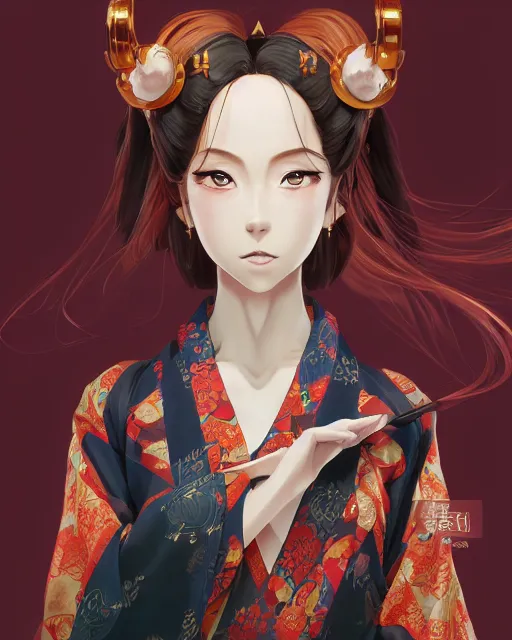 Image similar to an anime portrait of ssunbiki as a beautiful woman wearing a kimono from skyrim, by stanley artgerm lau, wlop, rossdraws, james jean, andrei riabovitchev, marc simonetti, and sakimichan, trending on artstation