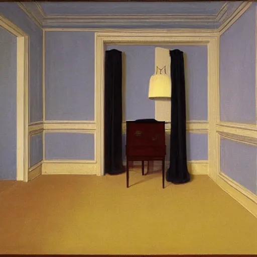 Prompt: a lonely figure in an haunted hotel abandoned room, hyperrealistic film still by edward hopper, by gottfried helnwein, by klimt, by paolo uccello, art noveau, highly detailed, strong lights, liminal, eerie, metaphysical, bright pastel colors,