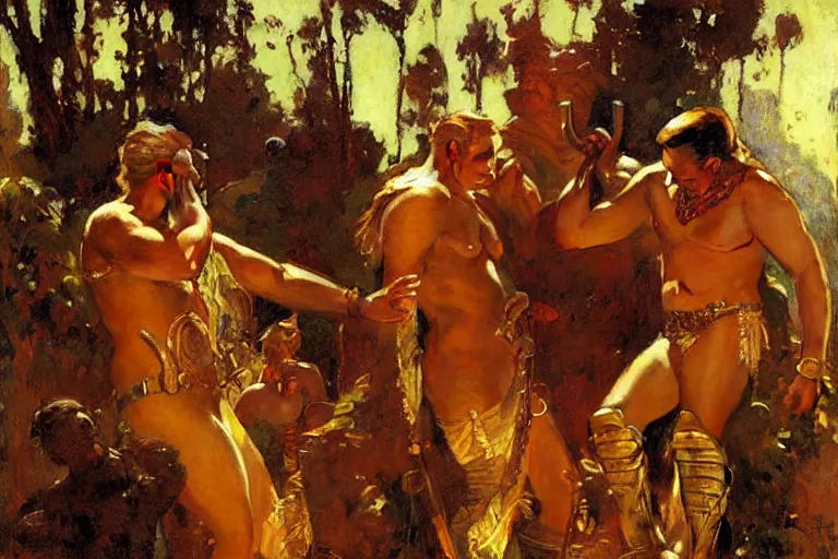 Image similar to tales of earthfire, painting by gaston bussiere, craig mullins, j. c. leyendecker, tom of finland