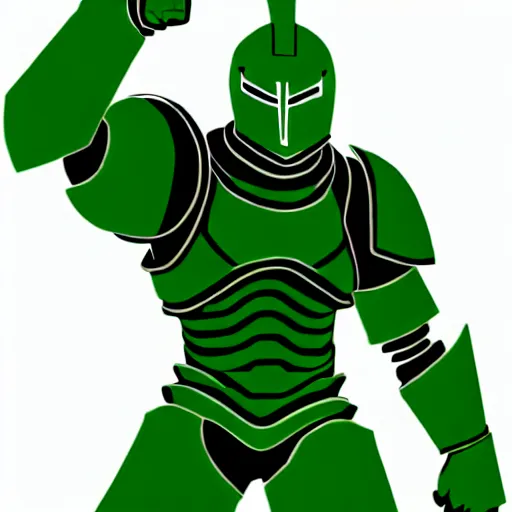 Image similar to a picture of a giant armour green man with his fist up, vector art by mor than, low angle, trending on deviantart, mingei, flat shading, prerendered graphics, marvel comics